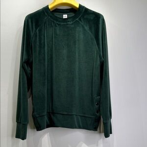 90 Degree By Reflex Deep Forest Green Velour Sophie Sweatshirt  Crew neck size M